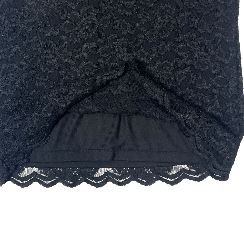 JM Collection Black Lace Sleeveless Top Women's M Lined Scalloped Hem Elegant - Picture 5 of 6